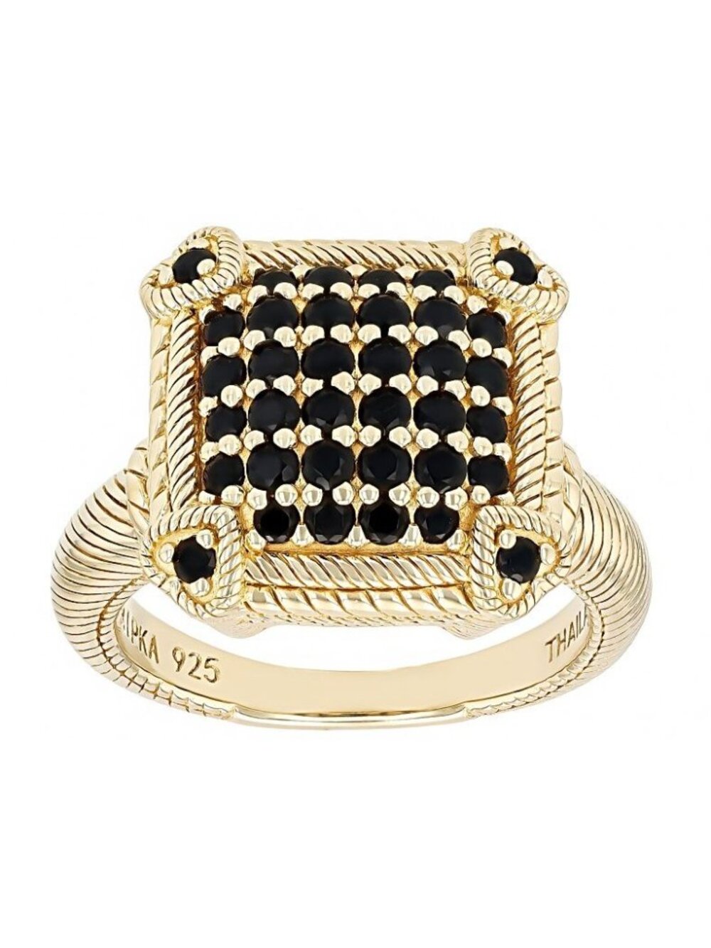 Judith Ripka Ring Size 6 14K Plated 925 Sterling Silver 0.64CTW BLACK SPINEL - Picture 5 of 12